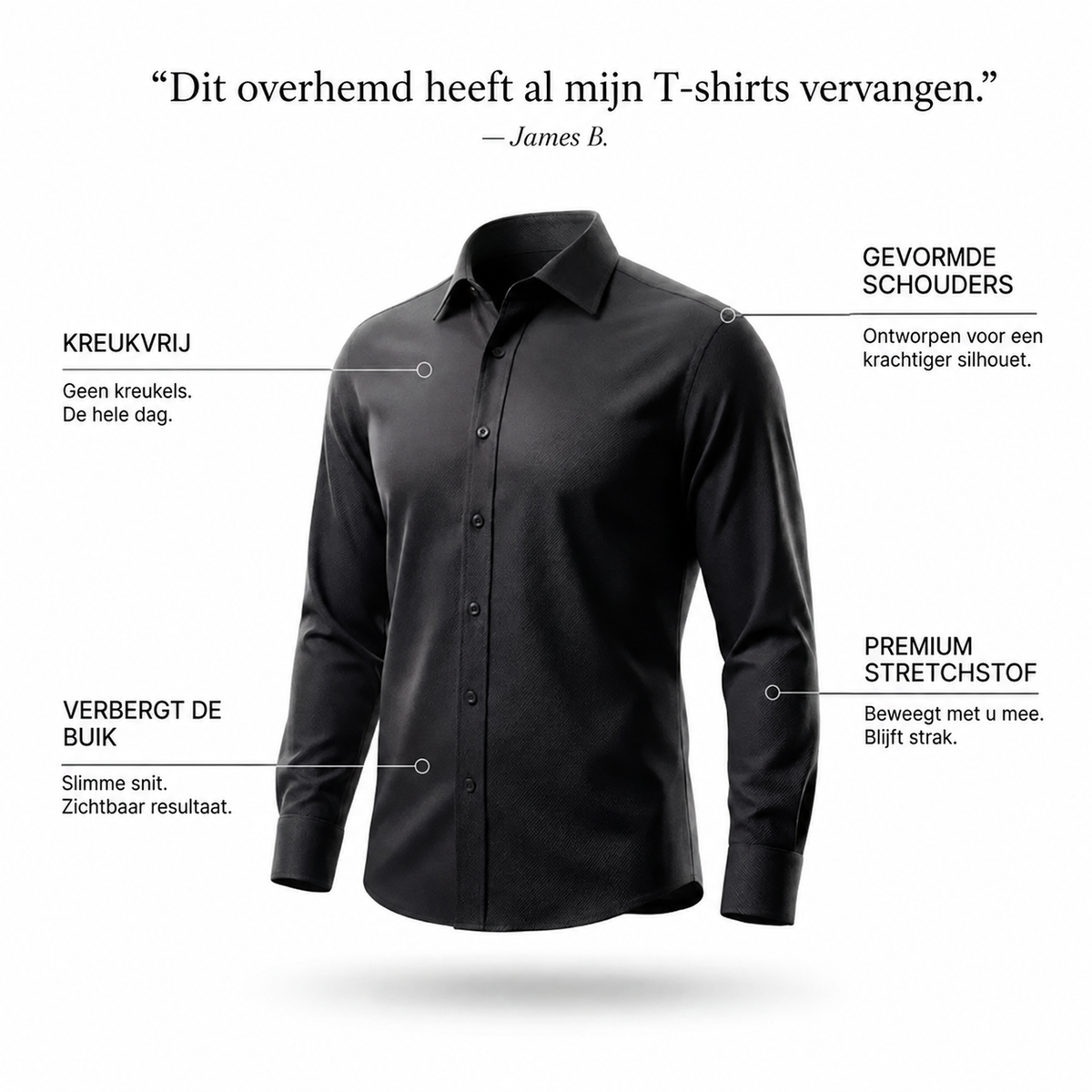 Voordelen van het Voss Alden Glatt strijkvrije overhemd