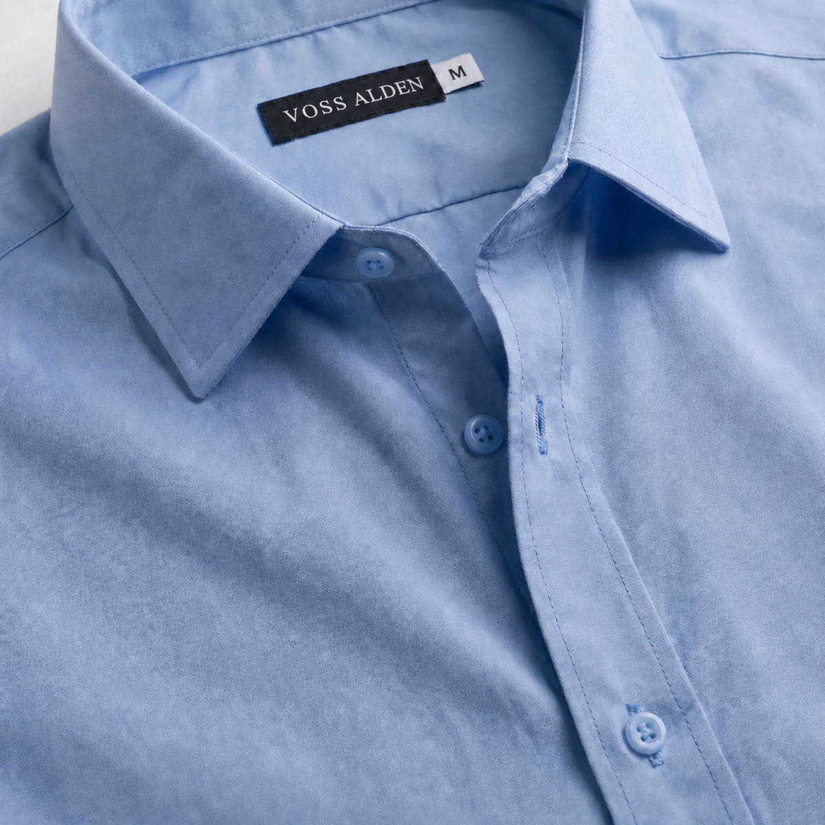 Detail van het Voss Alden Glatt overhemd en maatlabel