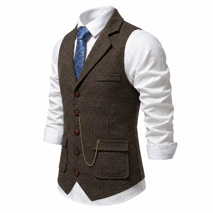 Bregenz-gilet oxfordbruin – driekwart rechts