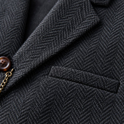 Bregenz-gilet middernachtzwart – detail kraag